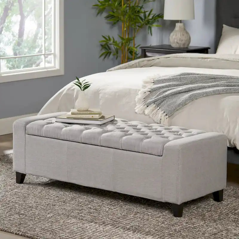 Tufted Upholstered Storage Bench with Lift-Top Lid for Bedroom or Entryway