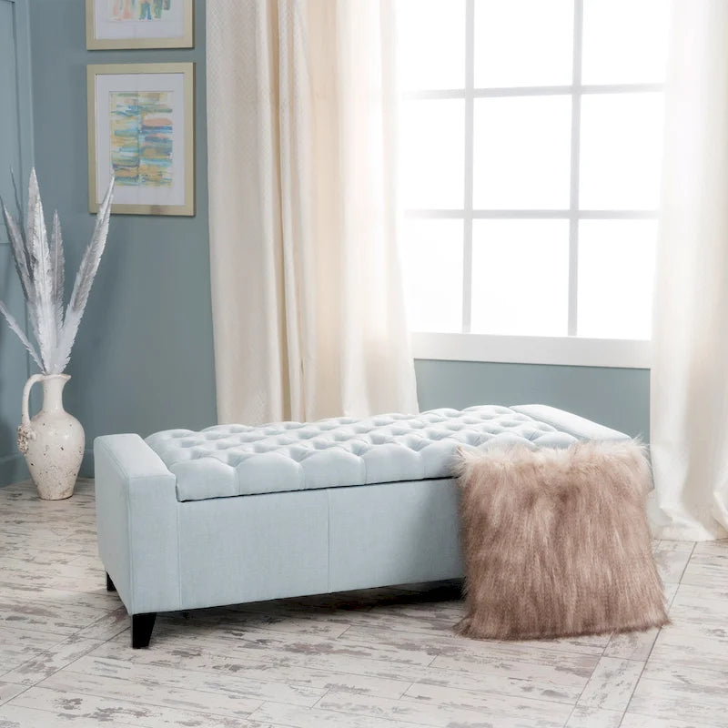 Tufted Upholstered Storage Bench with Lift-Top Lid for Bedroom or Entryway