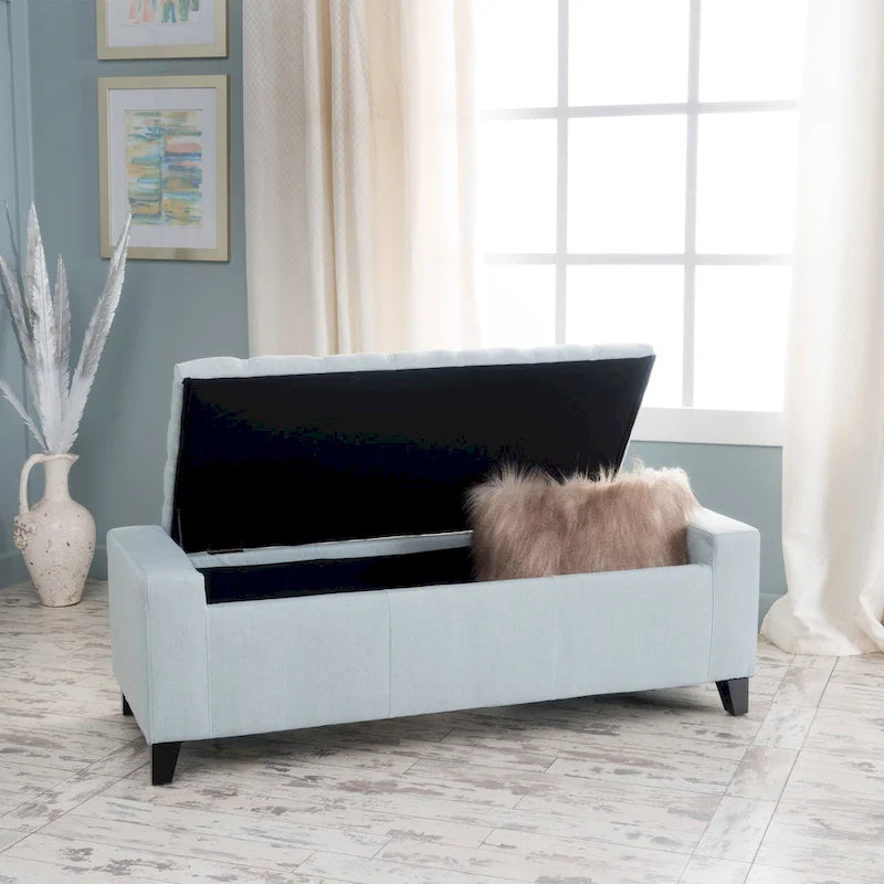 Tufted Upholstered Storage Bench with Lift-Top Lid for Bedroom or Entryway