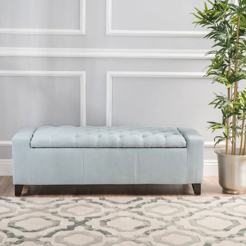 Tufted Upholstered Storage Bench with Lift-Top Lid for Bedroom or Entryway