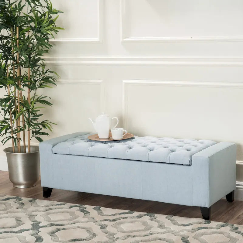 Tufted Upholstered Storage Bench with Lift-Top Lid for Bedroom or Entryway