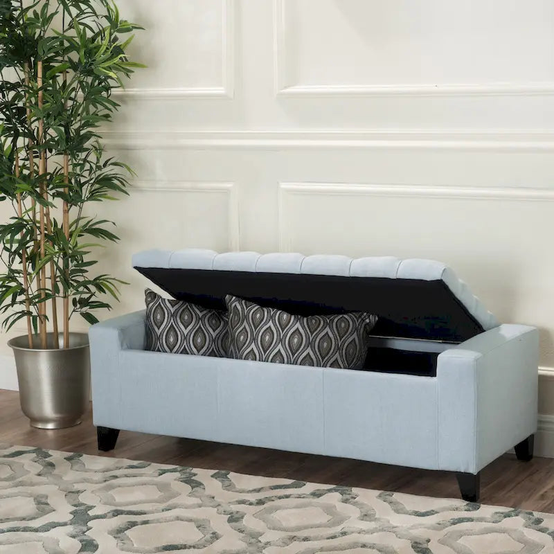 Tufted Upholstered Storage Bench with Lift-Top Lid for Bedroom or Entryway