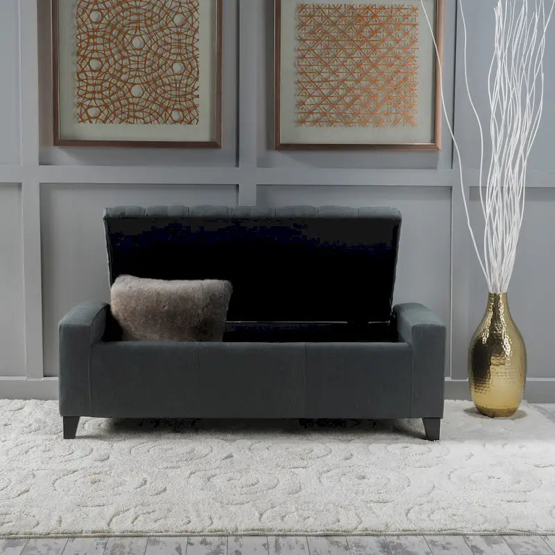 Tufted Upholstered Storage Bench with Lift-Top Lid for Bedroom or Entryway