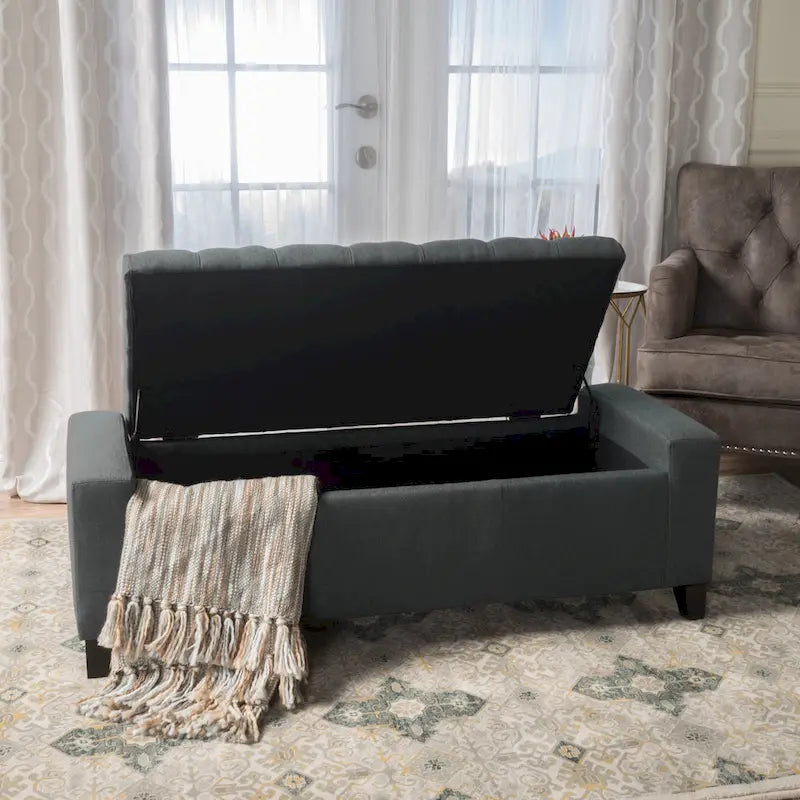 Tufted Upholstered Storage Bench with Lift-Top Lid for Bedroom or Entryway