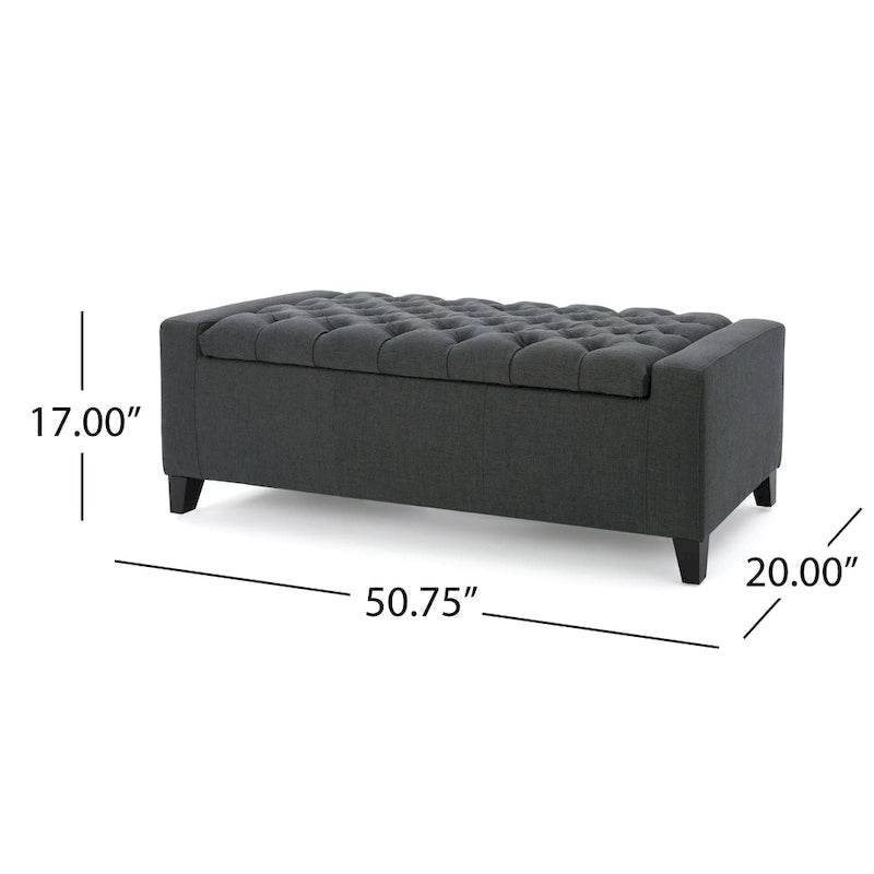 Tufted Upholstered Storage Bench with Lift-Top Lid for Bedroom or Entryway