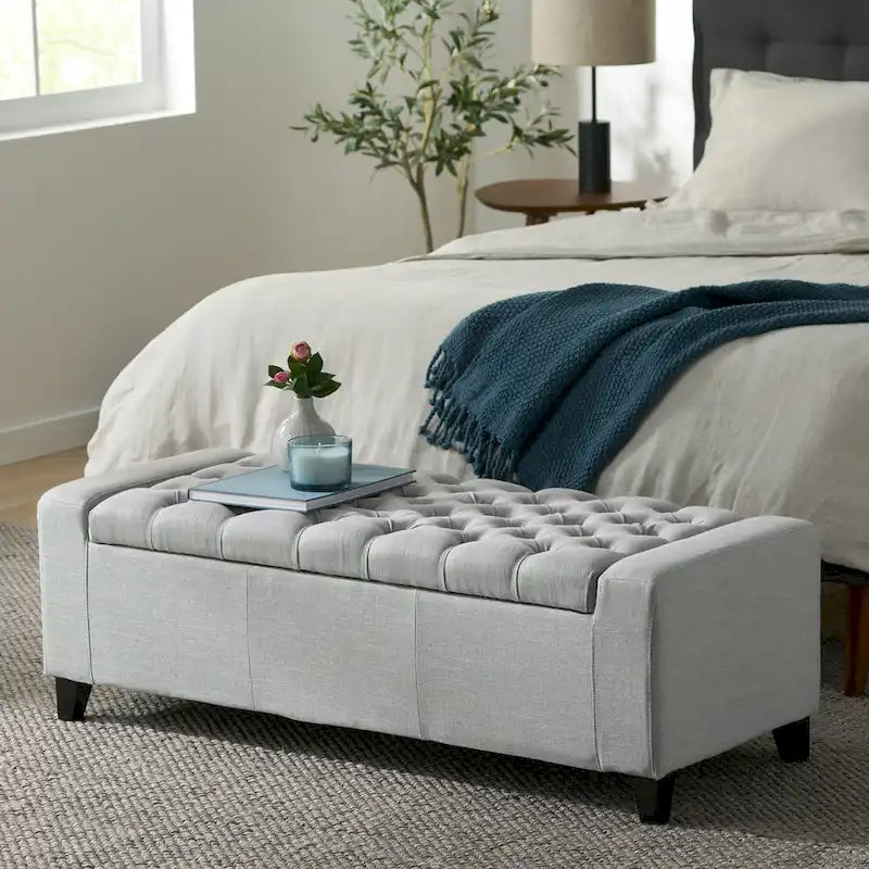 Tufted Upholstered Storage Bench with Lift-Top Lid for Bedroom or Entryway