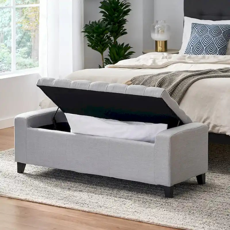 Tufted Upholstered Storage Bench with Lift-Top Lid for Bedroom or Entryway