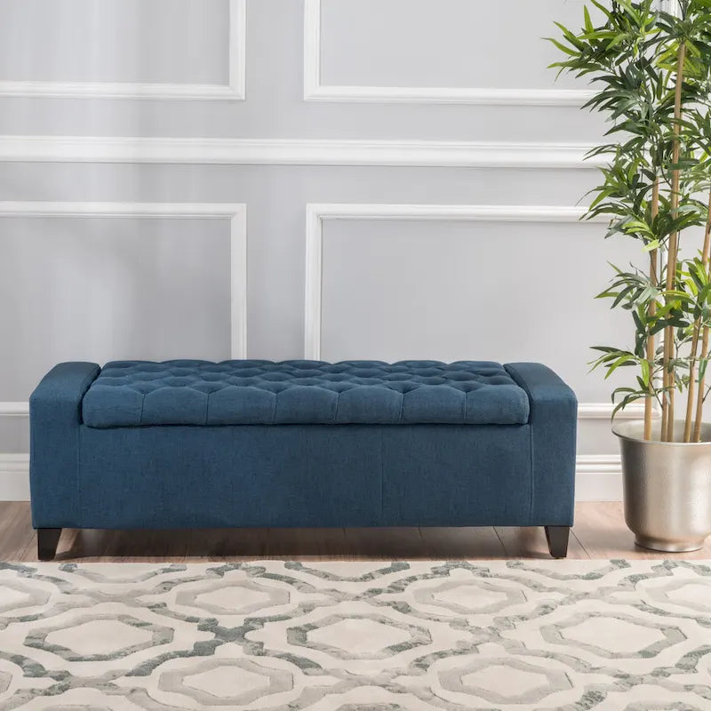 Tufted Upholstered Storage Bench with Lift-Top Lid for Bedroom or Entryway