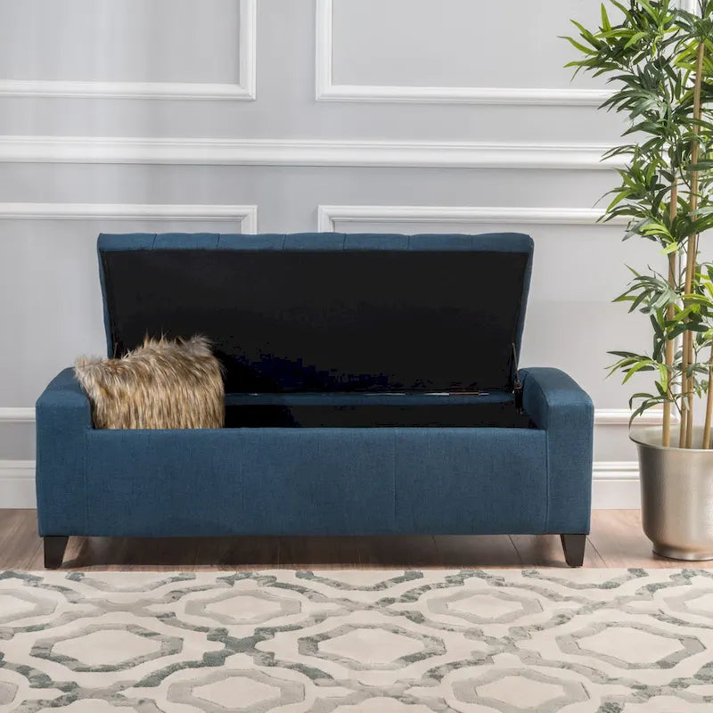 Tufted Upholstered Storage Bench with Lift-Top Lid for Bedroom or Entryway