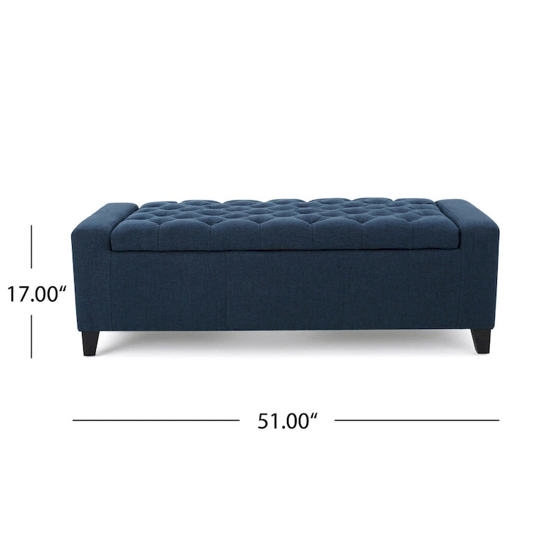 Tufted Upholstered Storage Bench with Lift-Top Lid for Bedroom or Entryway