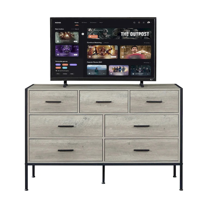 Wood Dresser with 7 Drawers, Wooden Storage Closet for Bedroom, Solid Clothes Cabinet