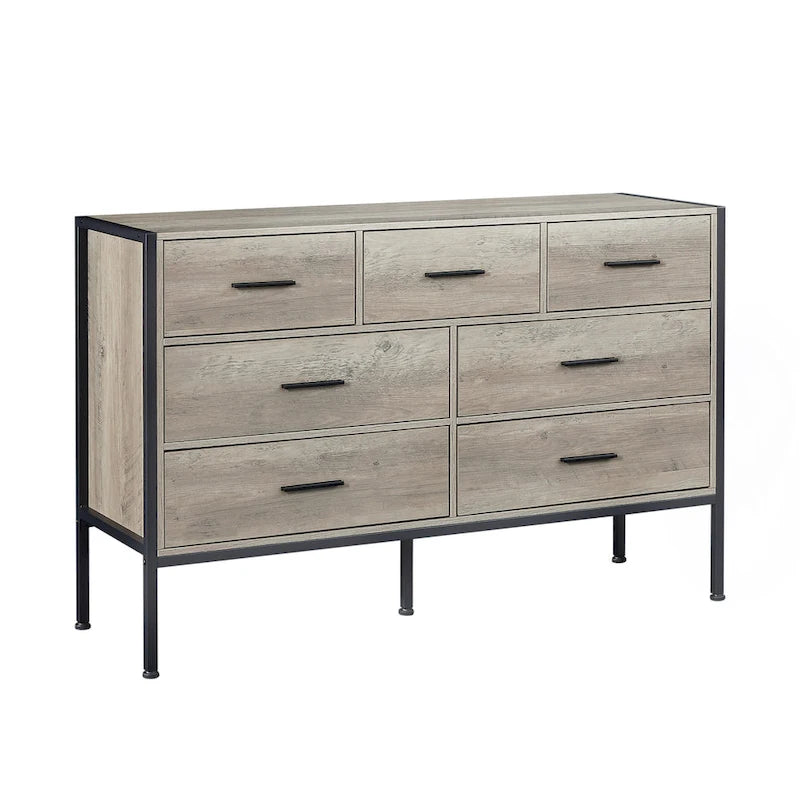 Wood Dresser with 7 Drawers, Wooden Storage Closet for Bedroom, Solid Clothes Cabinet