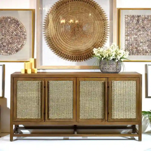 Grande armoire de rangement à 4 portes avec étagères réglables pour salon ou couloir
