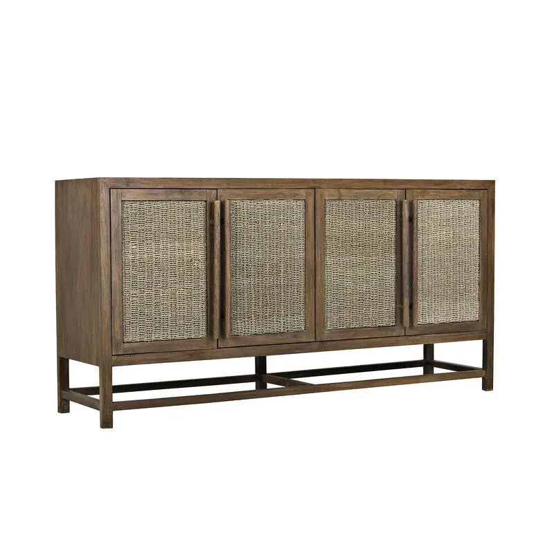 4-Door Large Storage Cabinet with Adjustable Shelves for Living Room or Hallway