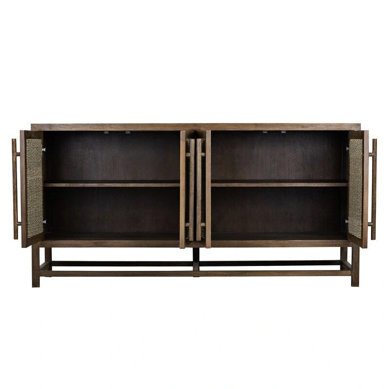 4-Door Large Storage Cabinet with Adjustable Shelves for Living Room or Hallway