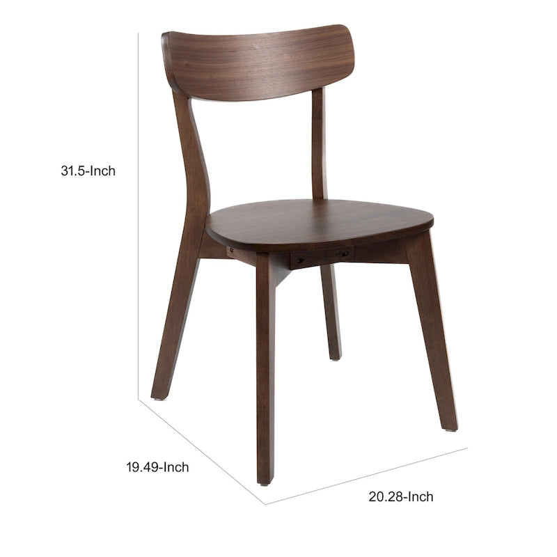 Eetkamerstoel, ronde houten zitting, open rugleuning, walnootbruin