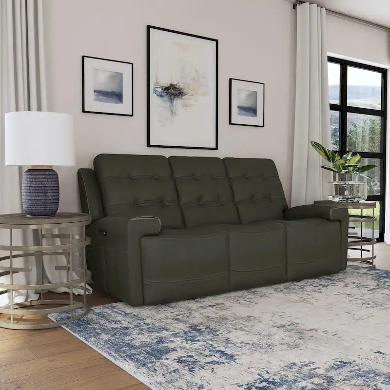 Top Grain Leather Power Reclining Sofa with Power Headrests