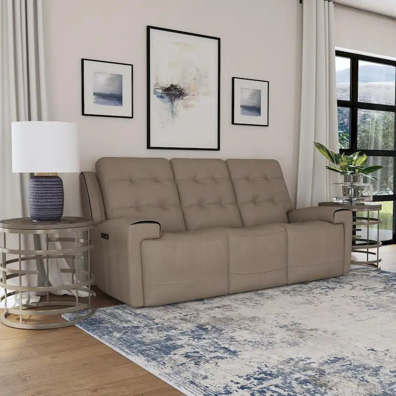 Top Grain Leather Power Reclining Sofa with Power Headrests