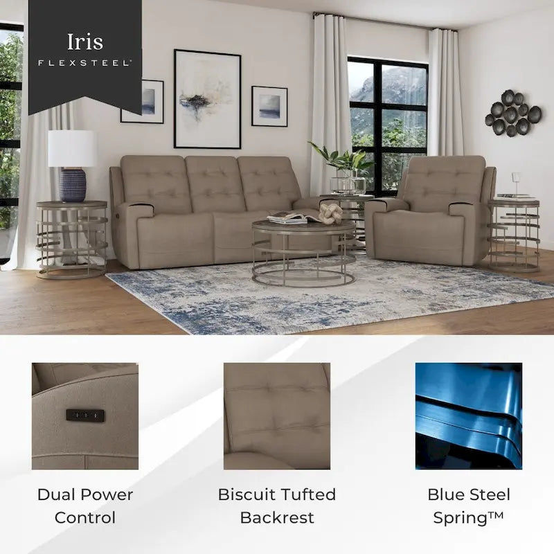 Top Grain Leather Power Reclining Sofa with Power Headrests