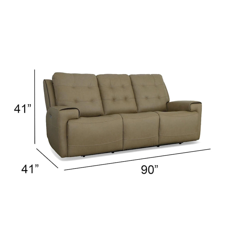 Top Grain Leather Power Reclining Sofa with Power Headrests