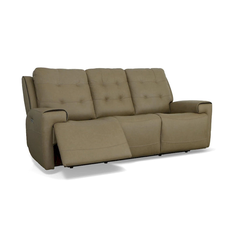 Top Grain Leather Power Reclining Sofa with Power Headrests