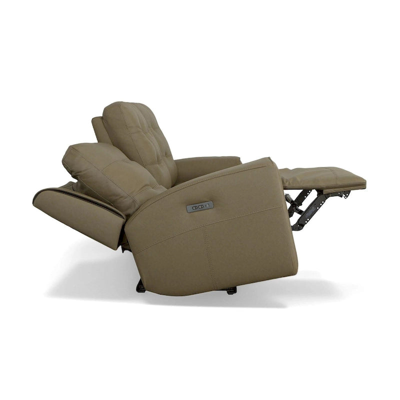 Top Grain Leather Power Reclining Sofa with Power Headrests