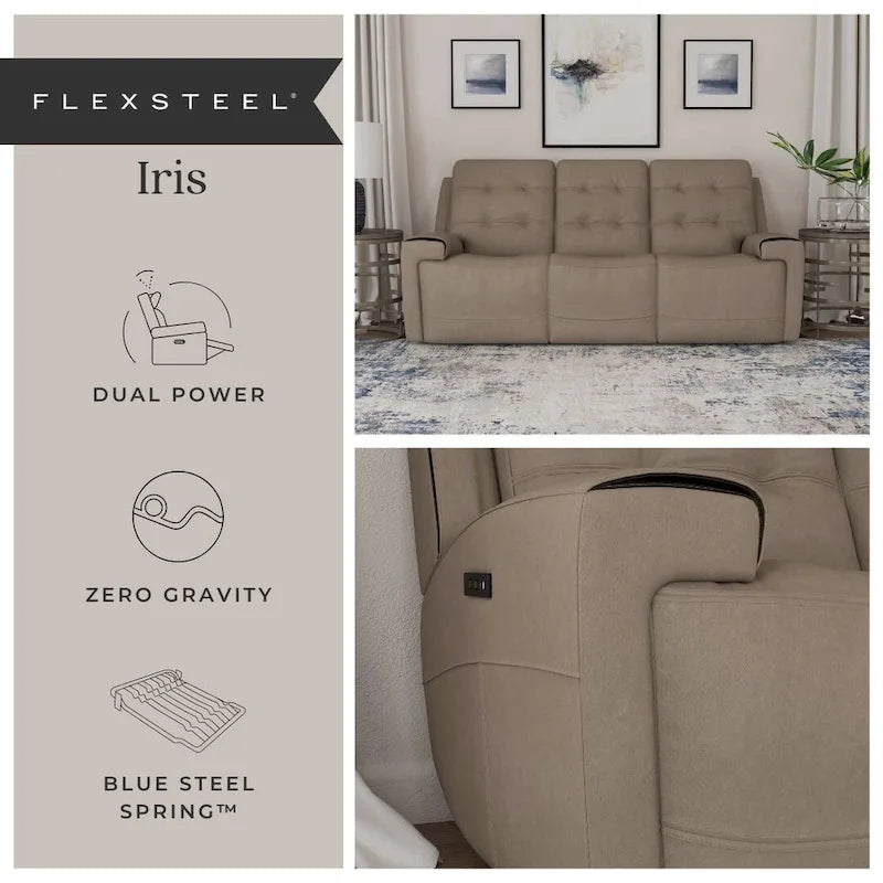 Top Grain Leather Power Reclining Sofa with Power Headrests