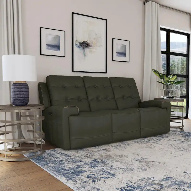 Top Grain Leather Power Reclining Sofa with Power Headrests