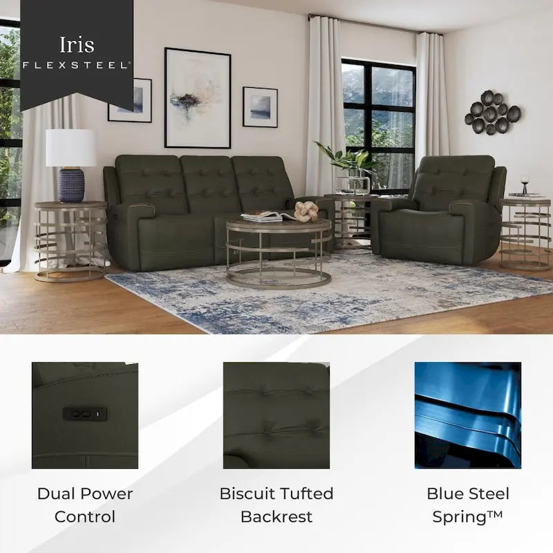 Top Grain Leather Power Reclining Sofa with Power Headrests