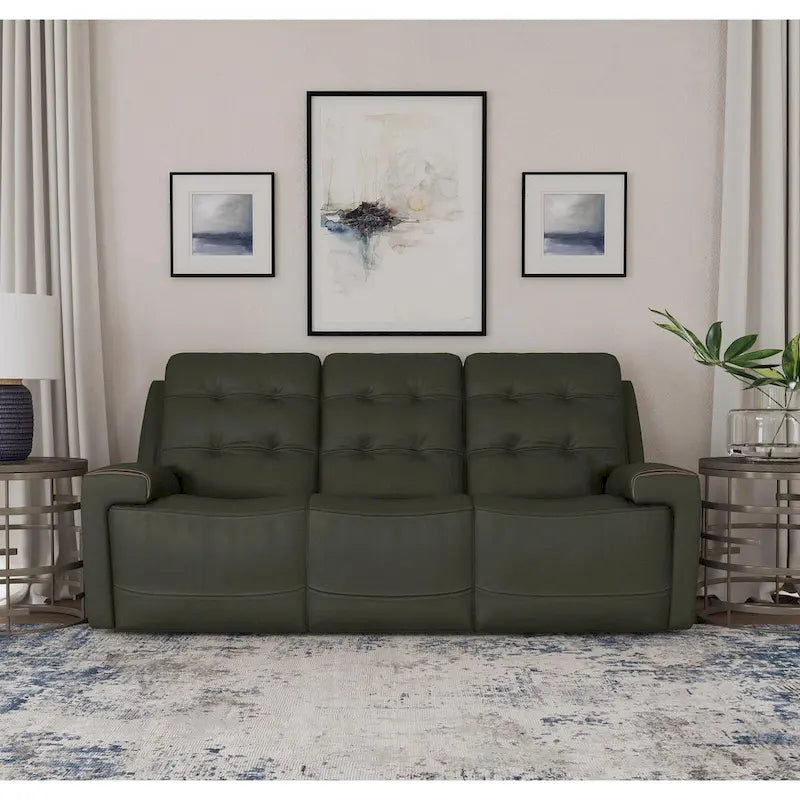 Top Grain Leather Power Reclining Sofa with Power Headrests
