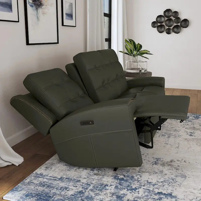 Top Grain Leather Power Reclining Sofa with Power Headrests