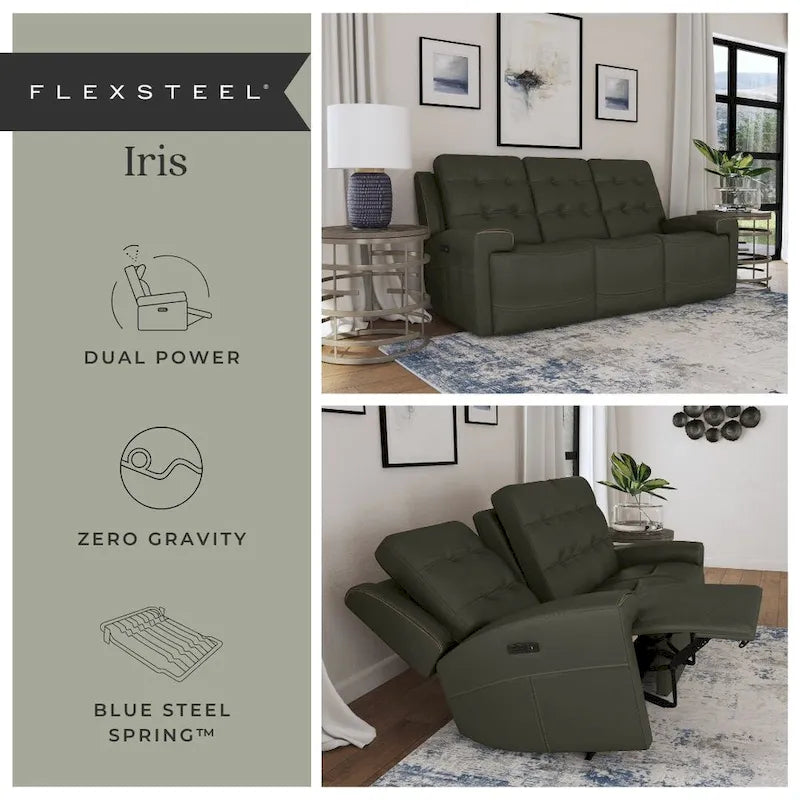 Top Grain Leather Power Reclining Sofa with Power Headrests