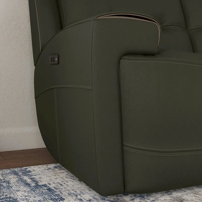 Top Grain Leather Power Reclining Sofa with Power Headrests
