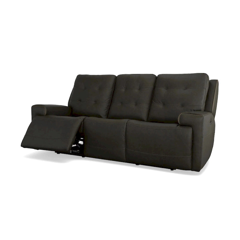 Top Grain Leather Power Reclining Sofa with Power Headrests