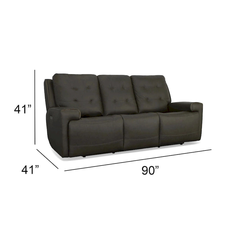 Top Grain Leather Power Reclining Sofa with Power Headrests