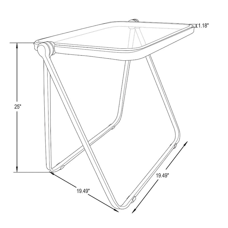 Square Plastic Folding End Table with Iron Frame
