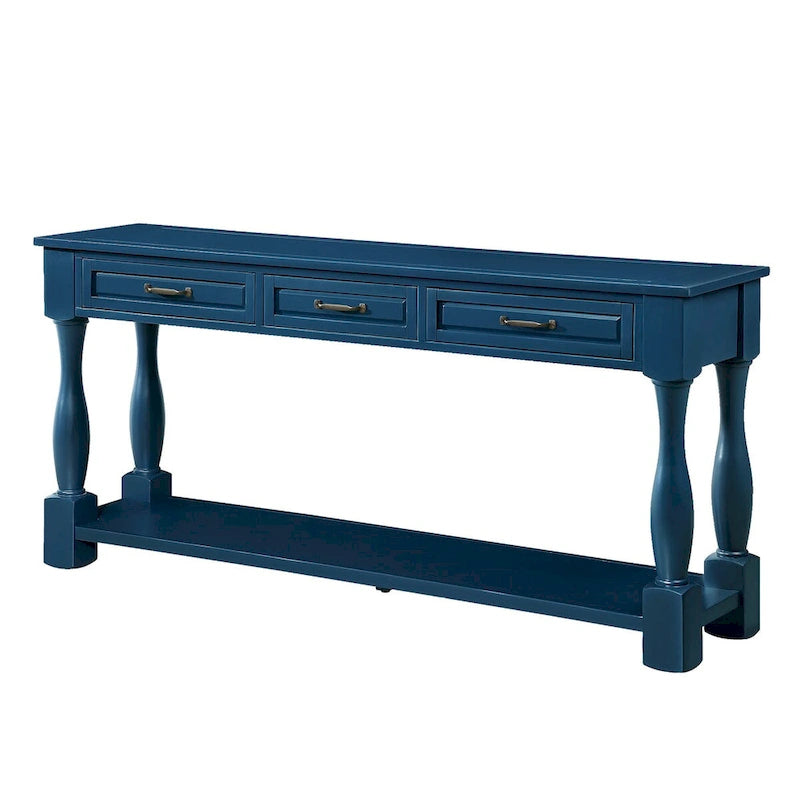 Wood Console Table with 3 Drawers and 1 Bottom Shelf