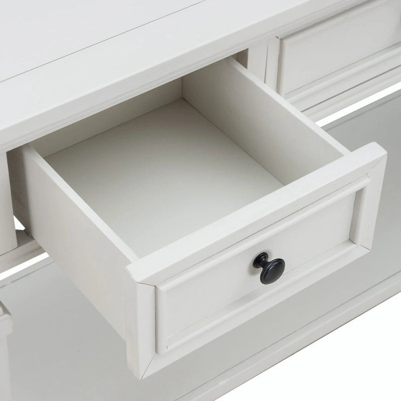 50L Classic Retro Style Console Table with Three Top Drawers and Open Style Bottom Shelf (Gray Wash)
