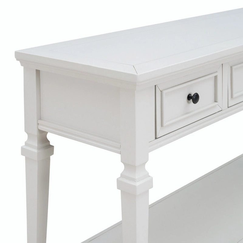 50L Classic Retro Style Console Table with Three Top Drawers and Open Style Bottom Shelf (Gray Wash)