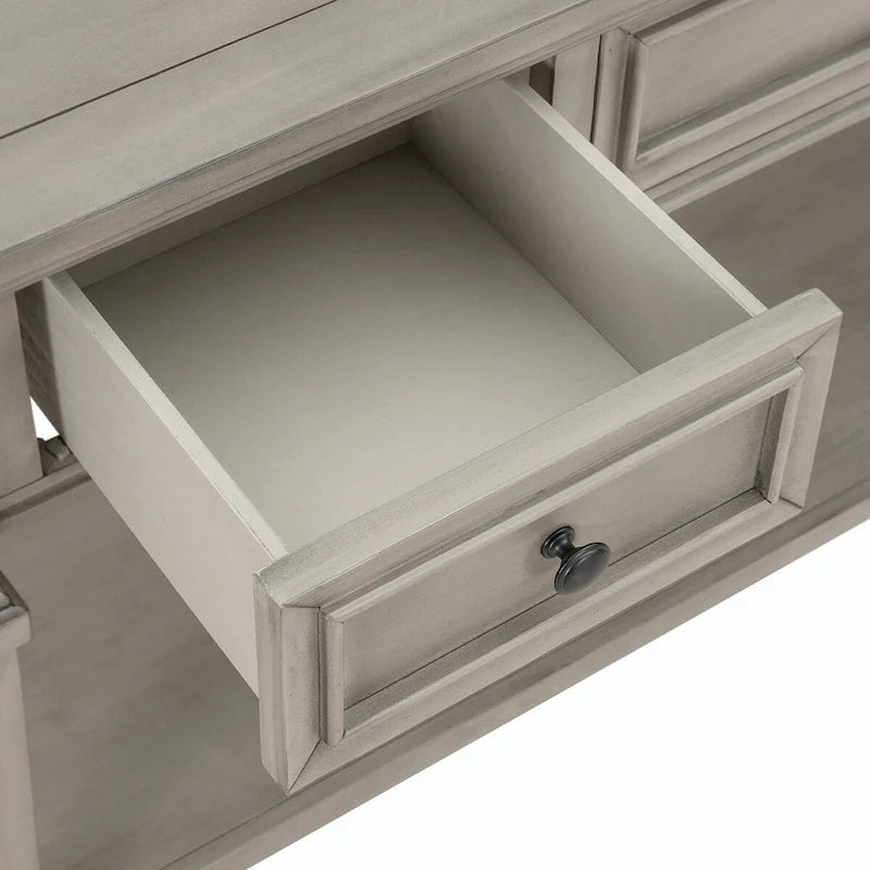 50L Classic Retro Style Console Table with Three Top Drawers and Open Style Bottom Shelf (Gray Wash)