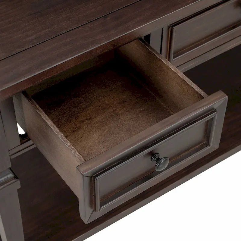 50L Classic Retro Style Console Table with Three Top Drawers and Open Style Bottom Shelf (Gray Wash)