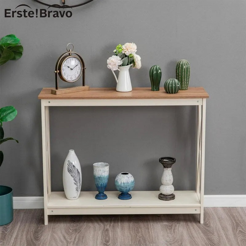 Narrow console sofa table with storage space - 11.8D x 39.4W x 31.5H