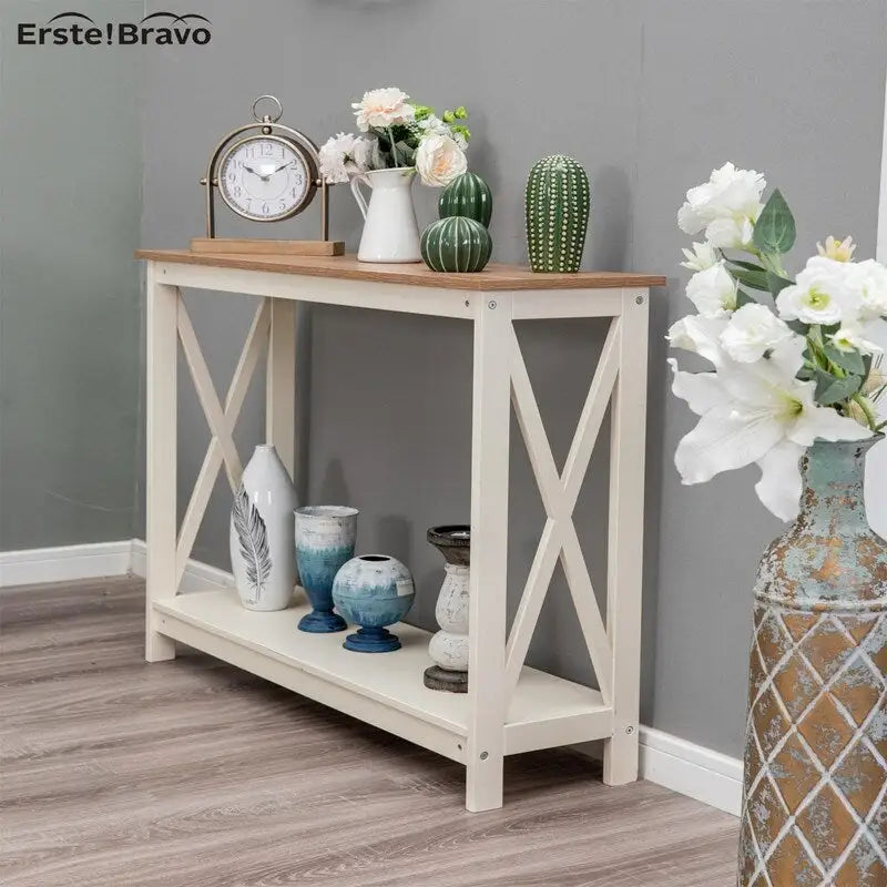 Narrow console sofa table with storage space - 11.8D x 39.4W x 31.5H