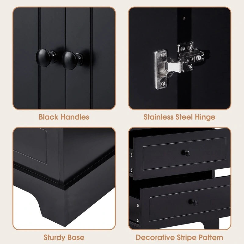 Freestanding Storage Cabinet with 2 Doors and 4 Drawers