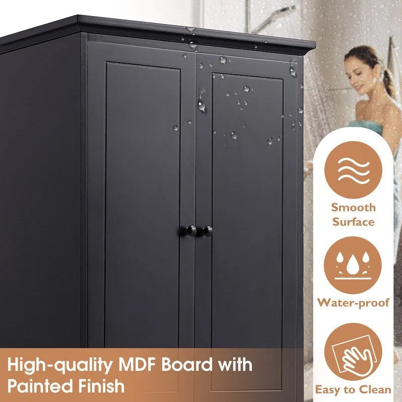 Freestanding Storage Cabinet with 2 Doors and 4 Drawers