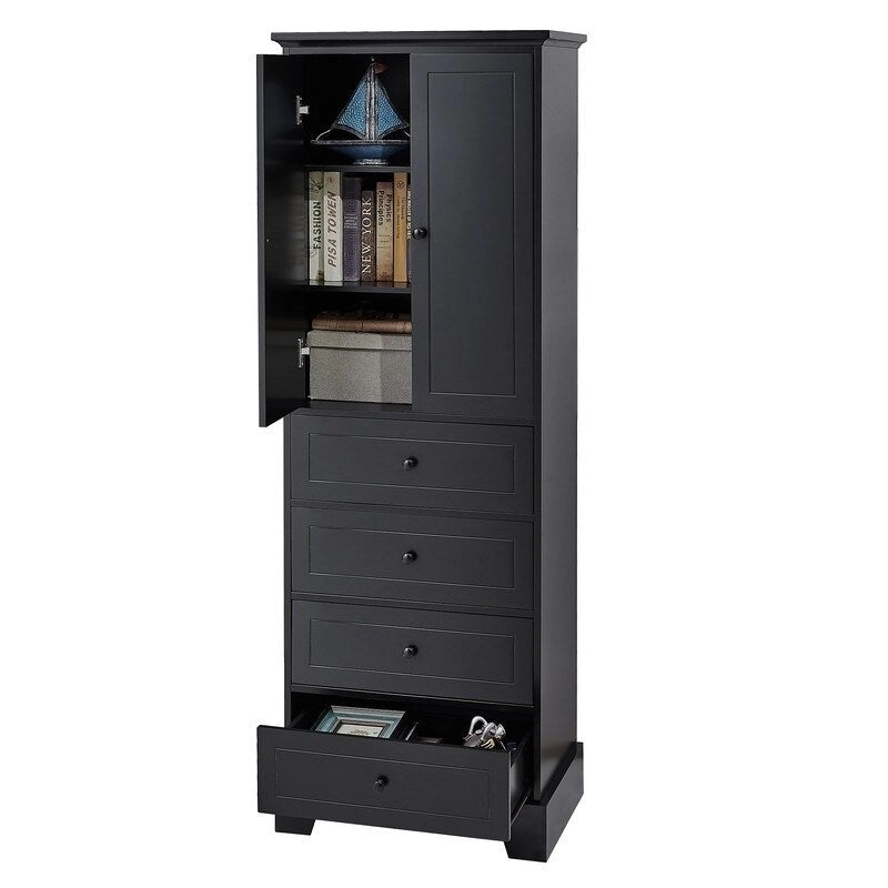 Freestanding Storage Cabinet with 2 Doors and 4 Drawers