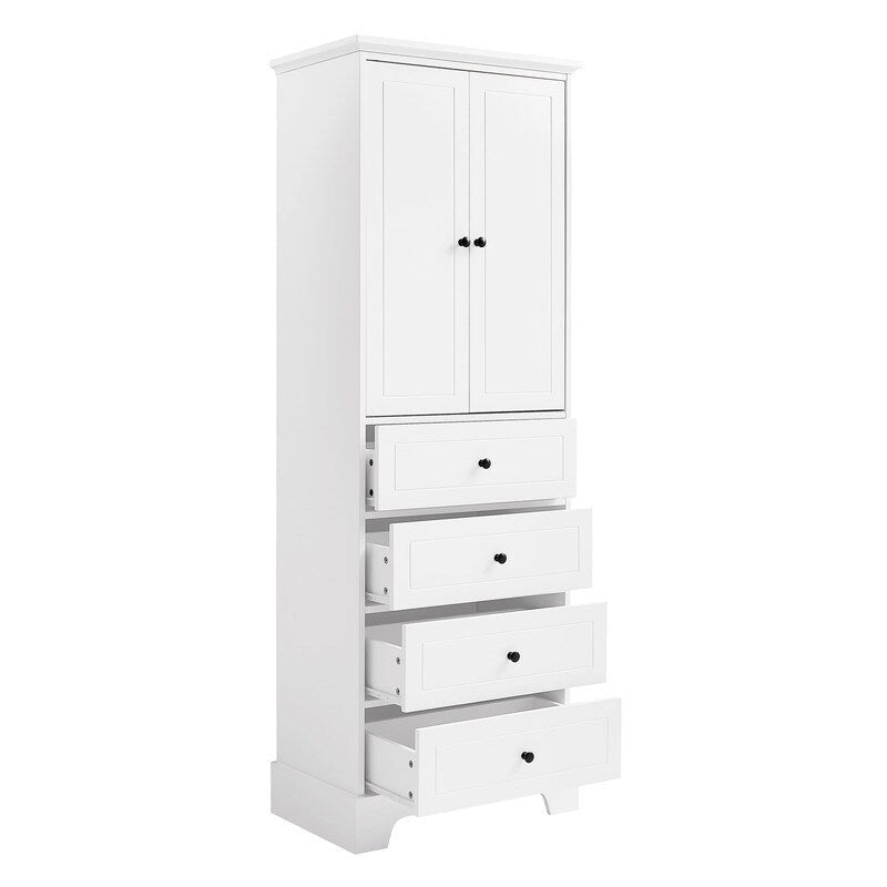 Freestanding Storage Cabinet with 2 Doors and 4 Drawers