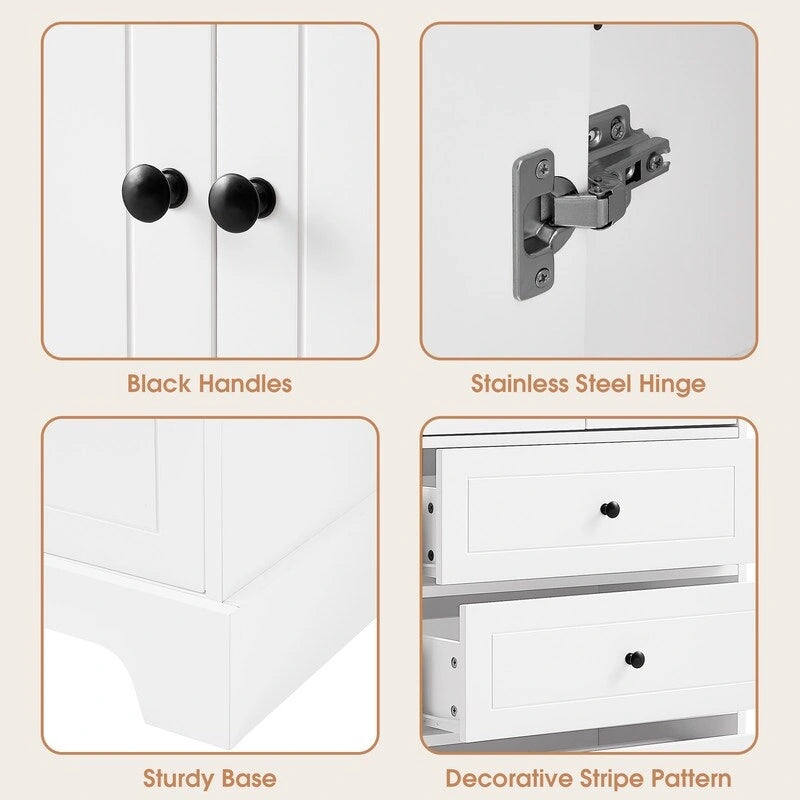 Freestanding Storage Cabinet with 2 Doors and 4 Drawers