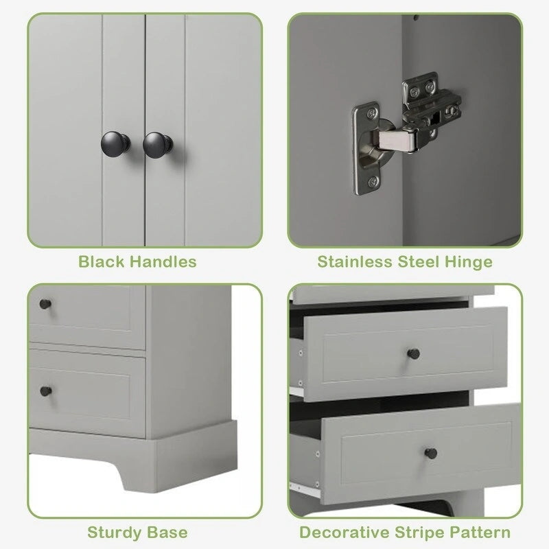 Freestanding Storage Cabinet with 2 Doors and 4 Drawers