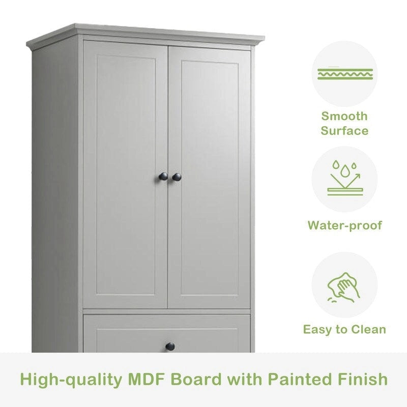 Freestanding Storage Cabinet with 2 Doors and 4 Drawers